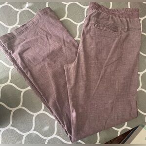 PRANA Steph Hemp blend wide leg waist tie pants with pockets size large. EUC.